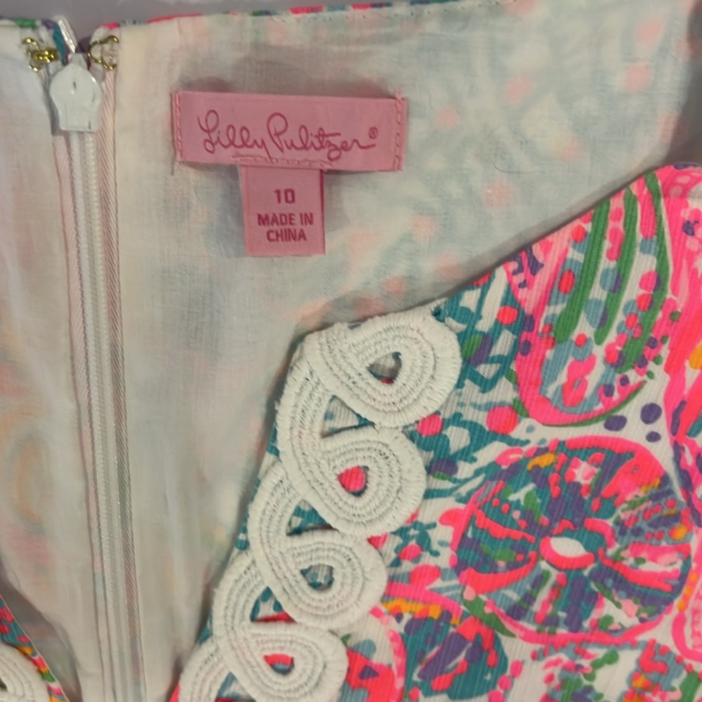 Lilly Pulitzer Ryder Shift Swish Fish Multicolor Embroidered Dress Size: 10 - Picture 4 of 7